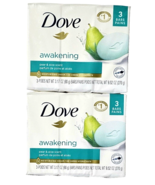 2 Packs Of 3 Bars Dove Awakening Pear &amp; Aloe Scent Quarter Moisturizing ... - $27.99