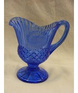 Vintage Glass Goblet Cobalt Blue Fostoria Mt Vernon Sauce Pitcher 11c - $460.95 MXN