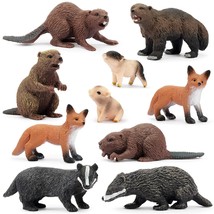10Pcs Tiny Forest Animal Figures, Realistic Woodland Creatures Figurines Toy Set - £19.17 GBP