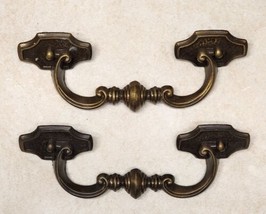 2 Vintage Antiqued Brass Drawer Pulls 7&quot;  Canada, CH 1212 - £13.15 GBP