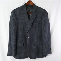Stafford 44R Gray Windowpane Plaid Classic Wool 2Btn Blazer Suit Sport Coat - £34.81 GBP