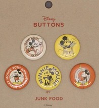 Disney Buttons by Junk Food 5 Metal Buttons Mickey Mouse 90th Anniversary - £11.96 GBP