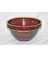 Old Vintage Stoneware Crock Pottery Brown Wavy Mixing Bowl Square Kitche... - £39.56 GBP