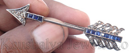 Victorian 0.73ct Rose Cut Diamond Blue Sapphire Halloween Arrow Brooch - £378.85 GBP