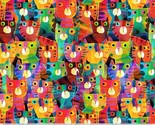 Cotton Colorful Cats Packed Animals Pets Catsville Fabric Print by Yard ... - $14.95