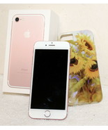 Apple 7 Rose Gold iPhone w/ Box &amp; Sunflower Protector Case ~ 128gb ~ Unl... - $279.99