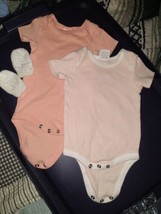 Lot Of 2 Starting Out Apricot Newborn One Piece Bodysuits With Knitted Mittens - £10.98 GBP