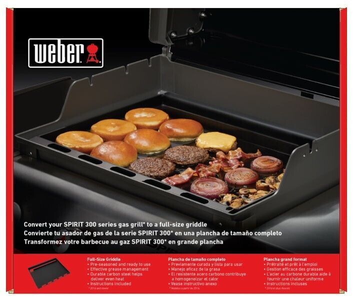NEW Genuine Weber Full Size Rectangular Griddle Spirit 300 Series Black 6787