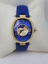 Judith Ripka Goldtone Stainless Steel Blue Leather Strap Moon Phase Watch - $75.00