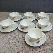 7 Franciscan Autumn Leaves Cup Saucer Sets Mid Century Modern MCM  - £23.18 GBP