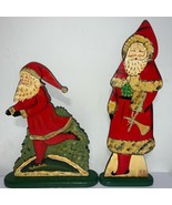 Vintage 1990 Albert E Price Wooden Santa Plaque Santa On A Stand Lot Of 2 - £26.34 GBP