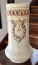 Weller Roma Vintage Art Pottery Reticulated Garland Swag Roses Ivory Vase 7&quot; - £70.25 GBP