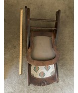 Antik Viktorianisch Holz Faltbar Schaukel Stuhl Blumenmuster Wandbehang - $2,901.75 MXN