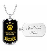 Dog Lover Gift Curly-Coated Retriever Dad Dog Necklace Engraved Stainles... - £40.41 GBP