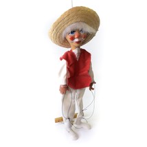 Vintage Mexican Marionette String Puppet Doll Folk Art 15&quot; height - £9.46 GBP