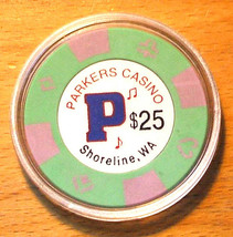 (1) $25. PARKERS CASINO CHIP - SHORELINE, WASHINGTON - BUD JONES MOLD - ... - £7.95 GBP