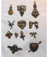 Brass Stampings Findings Heart with Arrow others lot of 12 vintage  - £11.79 GBP