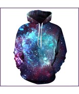  Blue Outerspace Painted Universe Long Sleeve Cotton Pullover Hoodie Swe... - £66.87 GBP