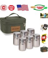 Portable Stainless Steel Spice Shakers - 6 Jars with Travel Bag for Outd... - €34,24 EUR
