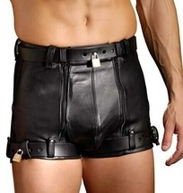 34&quot; Men&#39;s Leather Chastity Shorts (Restraints Chastity Shorts) Padlocks(Free) - £55.33 GBP
