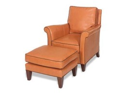 Ottoman Wood Leather Removable Leg Hand-Crafted Tapered Leg MK-354 - $2,369.00