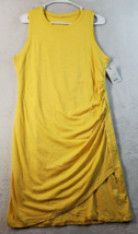 Nine West Sheath Dress Womens Size XL Yellow Knit Cotton Sleeveless Round Neck - £13.39 GBP
