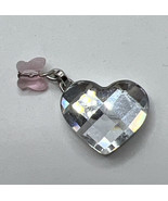 Swarovski Pink Rose Crystal Heart Butterfly Charm Pendant Necklace PENDA... - $27.72