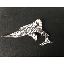 VINTAGE STERLING SILVER &amp; ENAMEL MARLIN FISH BROOCH PIN SKY - $33.26