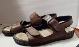 ECCO Chocolate BrownLeather Cork Shock Point Comfort Sandals Women’s Sz ... - £22.05 GBP