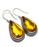 Aaa++ Citrine Gemstone Handmade 925 Sterling Silver Plated Jewelry Earri... - $11.99