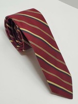Vtg College Hall Mens Striped Silk Neck Tie necktie Red Gold Black Italy... - £11.61 GBP