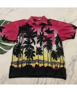 Mens Vintage Hawaiian Aloha Shirt Size M Pink Black Palms Bahamas Tropic... - $500.24 MXN