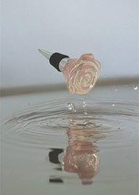 Iridescent Pink Rose Shaped Wine Bottle Stopper - Valentine's Day Gift - $10.84