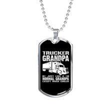 Trucker Grandpa Dog Tag Stainless Steel or 18k Gold 24&quot; Chain - £37.06 GBP+