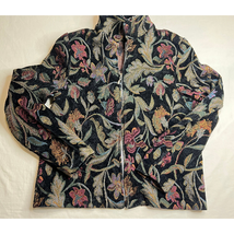 Vintage Dressbarn Jacket Womens Large Black Floral Embroidered Blazer Dr... - $7.79