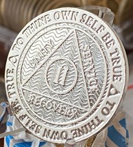 2 Year AA Medallion .999 Fine Silver Sobriety Chip - £33.44 GBP