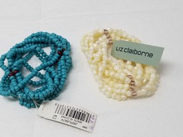Coral Teal Cream Cranberry Bracelets Liz Claiborne Bunch Plastic Set of 2 NOS - £12.18 GBP