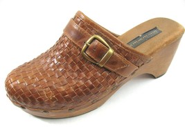 STEVEN Brown Woven Leather Mules 9.5 M by Steve Madden Wedges Shoes - £11.80 GBP