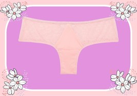 S  Pink Blossom Satiny Insert LOGO Lace Very Sexy Cheeky Victorias Secret Panty - £10.19 GBP