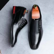 Black Men&#39;s Oxford Shoes Premium Quality Leather Derby Toe Laceup Handmade - $159.99