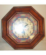 CLOCK QUARTZ WOOD FRAME OCTAGON GLASS APPLE PIE - $44.00