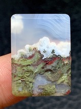 Unique Scenic Moss Agate Rectangle Cabochon 23.7x17x5mm - $65.00