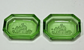 PAIR Heinrich Hoffman Green Uranium Glass Intaglio Salts Cupid &amp; Psyche - £37.98 GBP