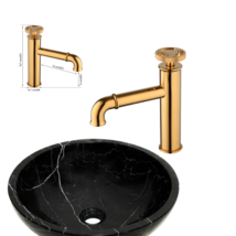 Homary Gold Brass Bathroom Faucet Basin Mixer Tap Hot Cold Water Deck Mo... - £64.26 GBP