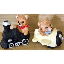 2 Vintage Homco Figurine Porcelain Teddy Bear #1463 Plane &amp; Train - $9.89