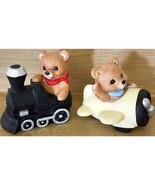 2 Vintage Homco Figurine Porcelain Teddy Bear #1463 Plane &amp; Train - €8,57 EUR
