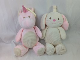 Kellytoy Pink Unicorn Rattle Rabbit Plush 10 Inch Stuffed Animal Toy - £11.54 GBP