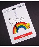 Hallmark Snoopy &amp; Woodstock Rainbow flat metal Christmas ornament on car... - $9.45