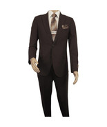 Men Suit BERLUSCONI Turkey 100% Italian Wool Super 180&#39;s #Ber30 Brown/Bu... - $410.77 CAD
