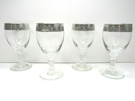 4 Vintage Lavorato A Mano Italy Silver Gilt Accented Stem Wine Glasses Goblets - £29.25 GBP